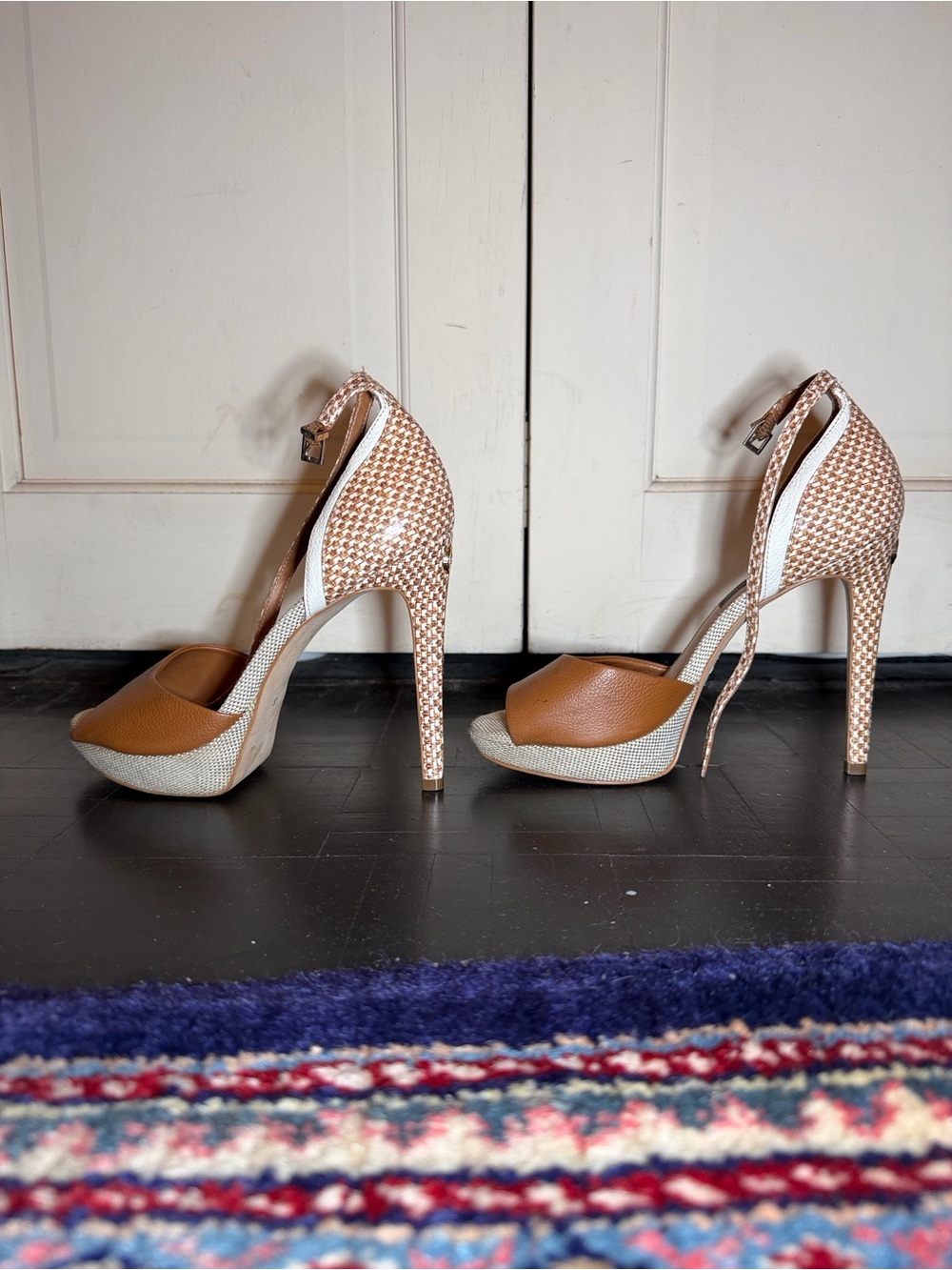 Jorge Bischoff Women’s Tan Beige High Heel Platform Sandals Size 37(US 6.5-7)